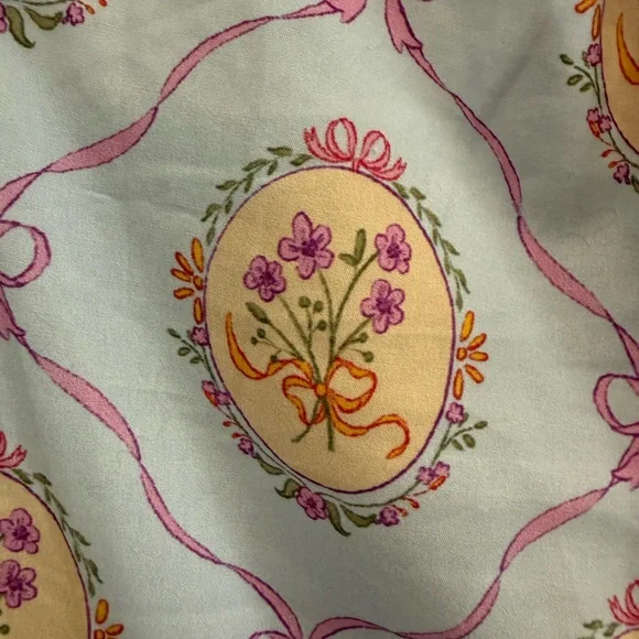 Shop the Mint Girls Floral Bow Print Top in Light Blue and Pink - Picture 4 of 10